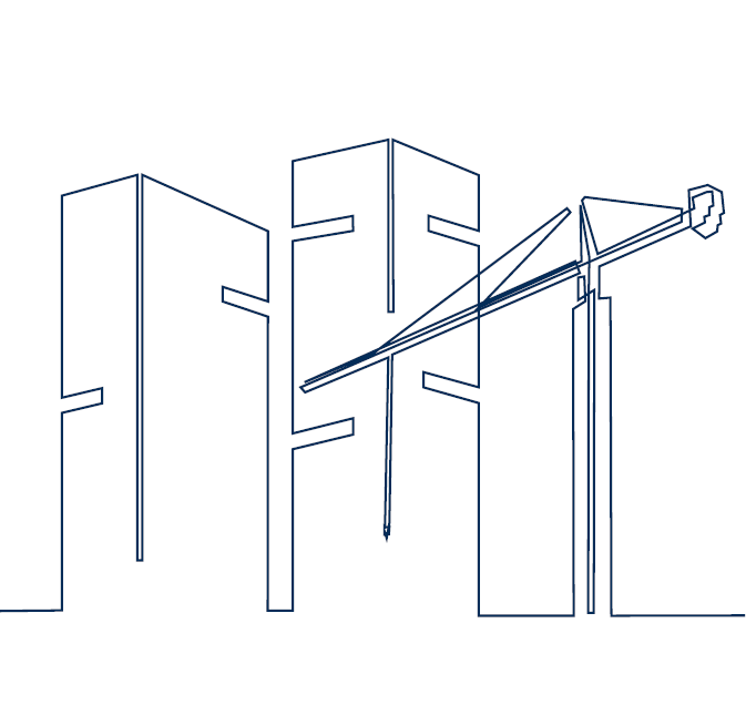 Line art of high-rise buildings